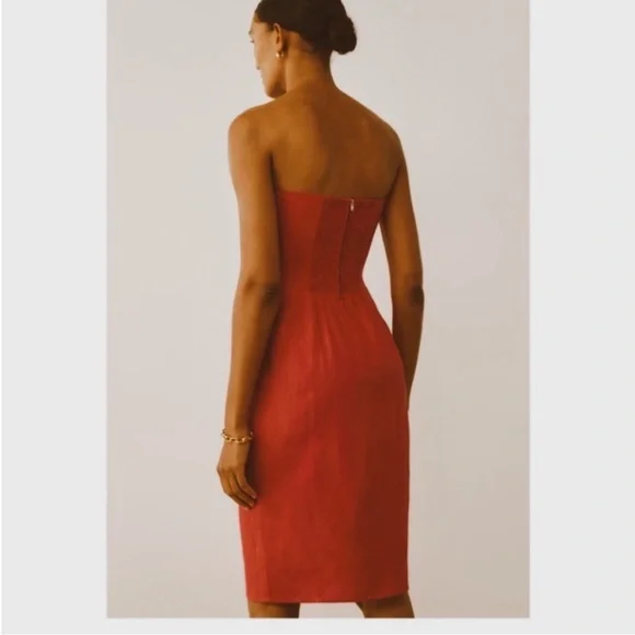 NWT 2025 Collection Reformation Strapless Linen Prescott Fitted  Dress Sz US 6 - Picture 7 of 8